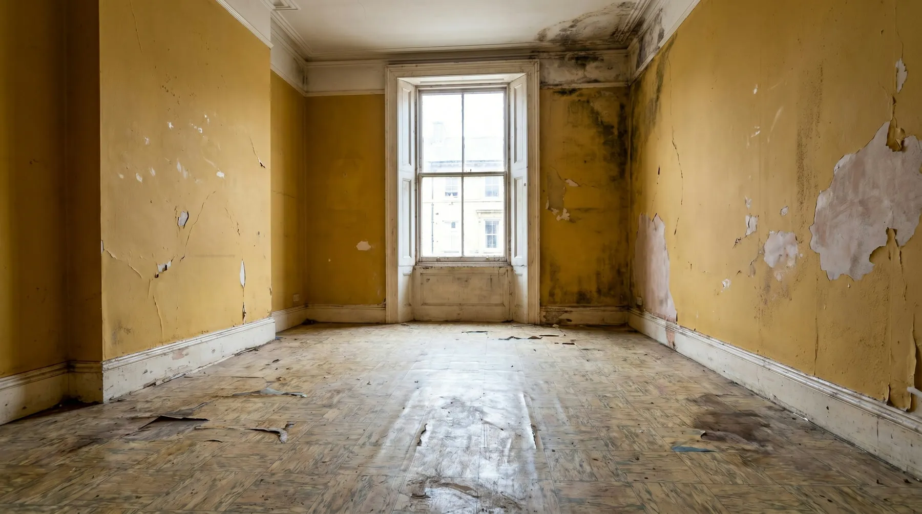 Living room before refurbishment showing condition prior to works in a London property by Ferizi